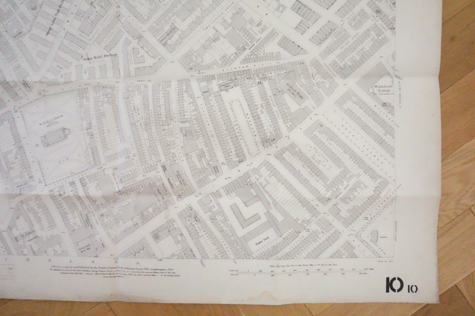 1919 Sutton Chelsea Brompton London Railway OS Railway Map **