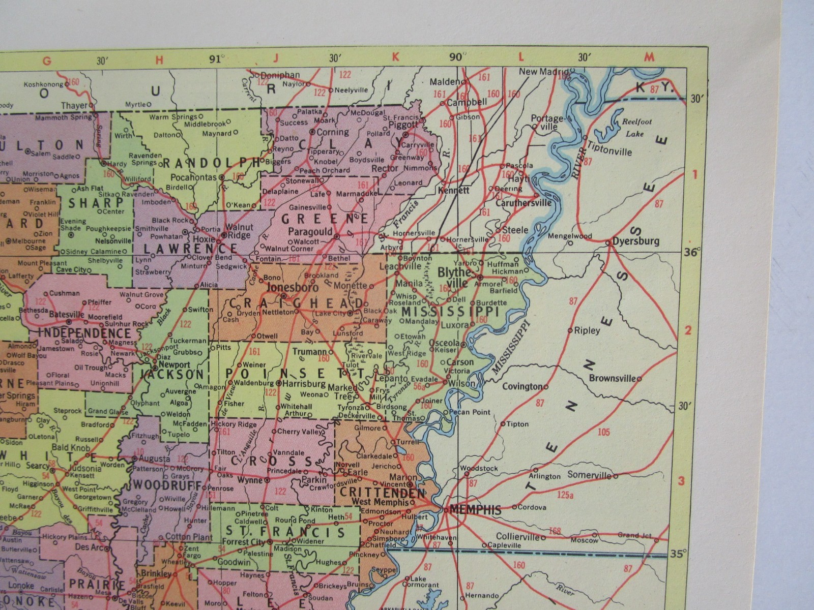 CA AR Vintage 1957 CALIFORNIA RAILROAD MAP. ARKANSAS 1950s ASHLEY DREW NRTH’N RR