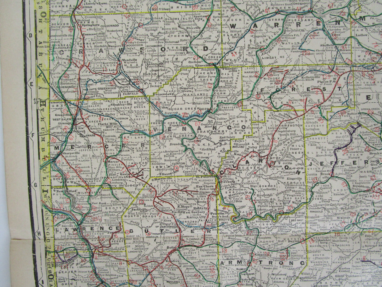 PA 1903 WESTERN PENNSYLVANIA Cram STEAM / INTERURBAN ELECTRIC RAILROAD Map
