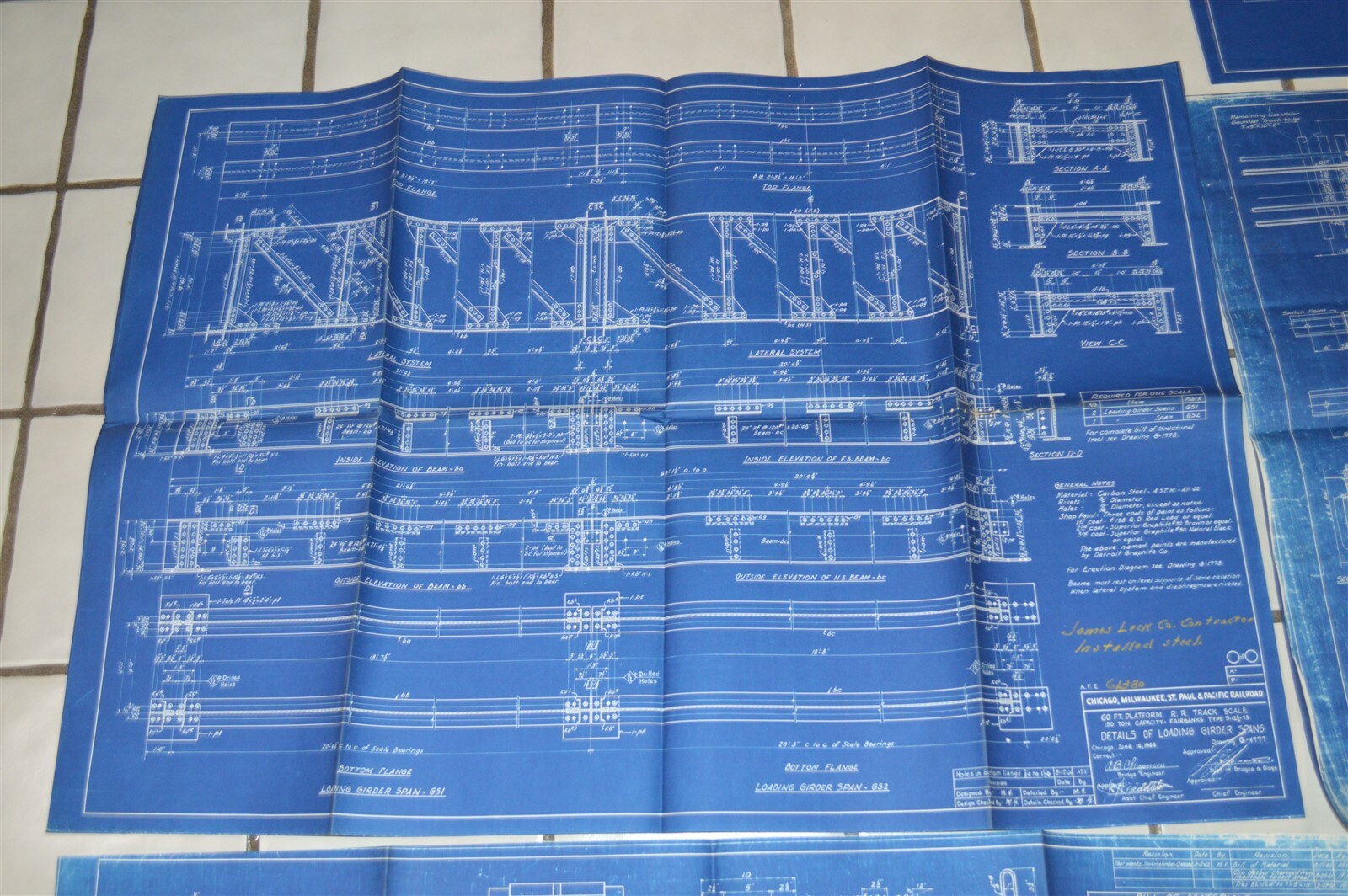 1943-1944 Milwaukee Road Railroad Fairbanks track scale blueprints etc