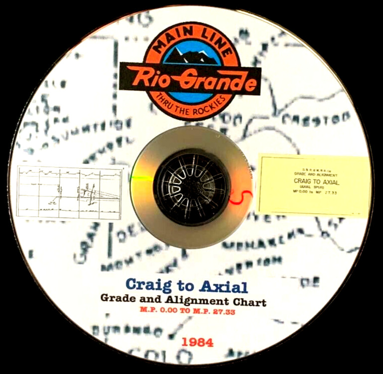 Denver & Rio Grande Western 1984 Graig to Axial Track Chart PDFPages on DVD