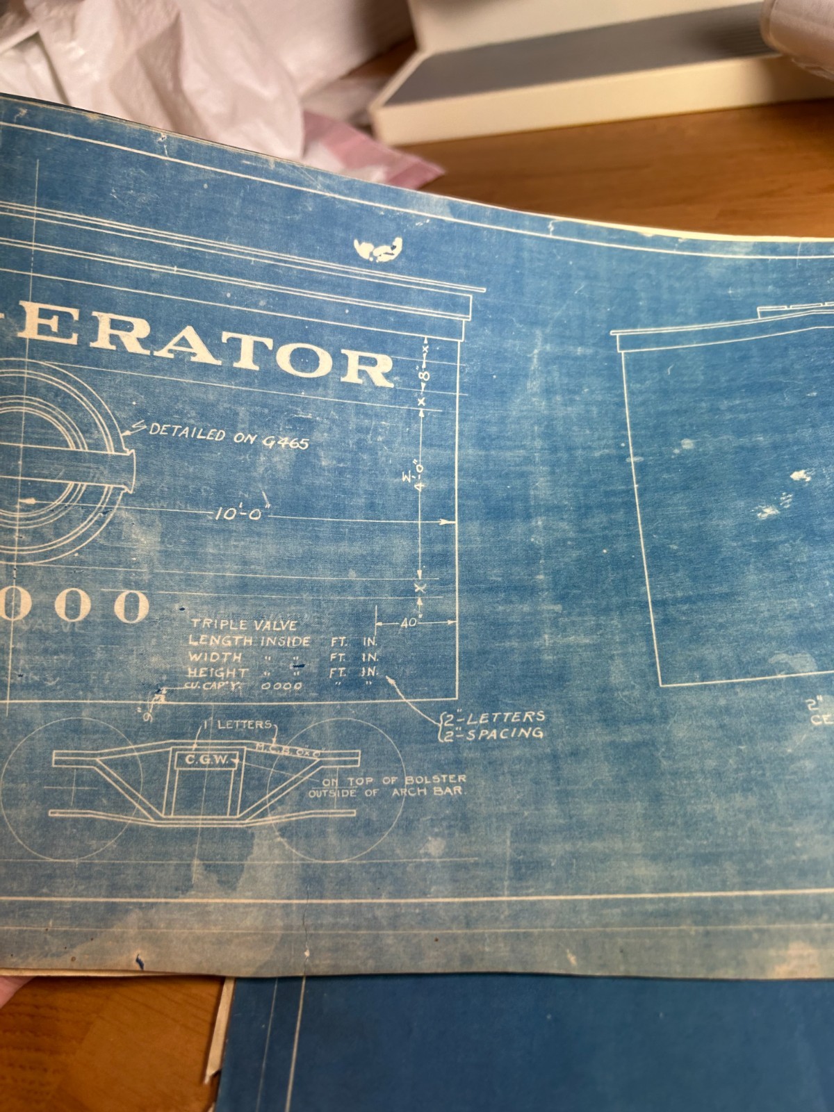 CHICAGO GREAT WESTERN RAILROAD LOCOMOTIVE LETTERING ORIG 1910 BLUEPRINT DATA