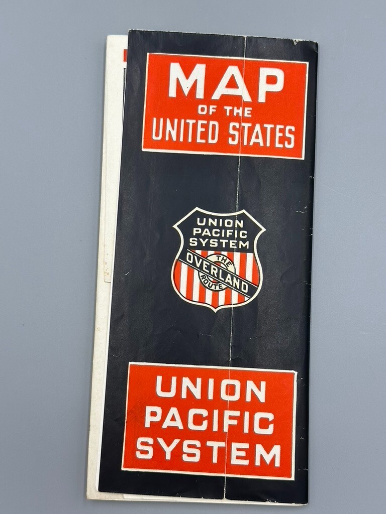 c 1930 MAP of United States UNION PACIFIC RAILROAD Advertising Travel Vintage