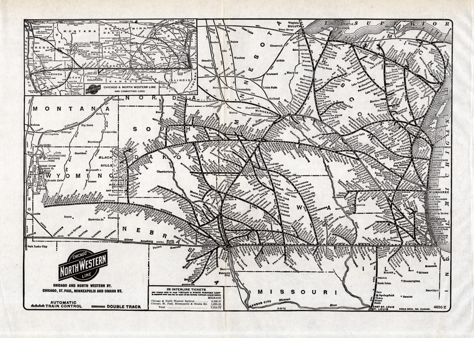 1934 Antique Chicago Northwestern Railway Map St Paul Minneapolis Omaha Rwy 2022