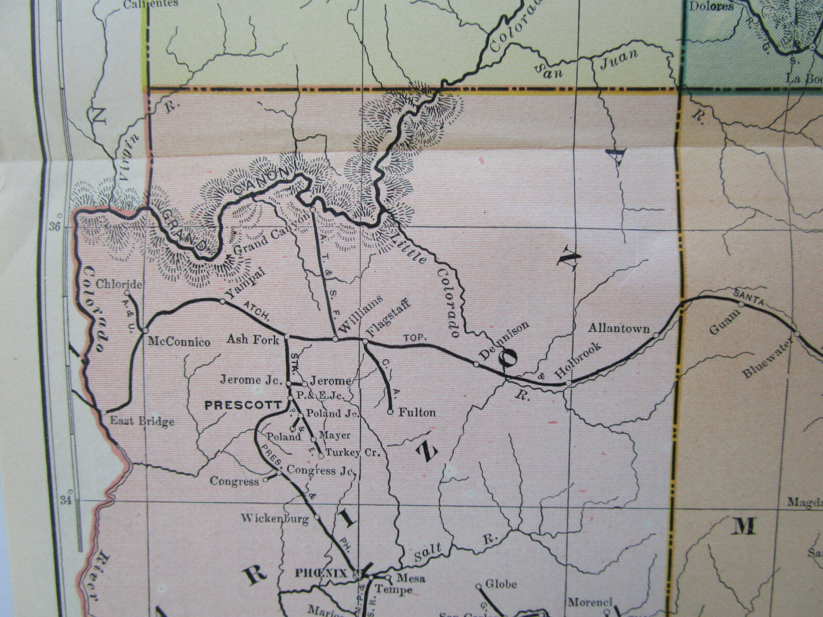 CO UT AZ NM DATED 1904 UTAH, COLORADO, NEW MEXICO, ARIZONA Poor’s Railroad Map