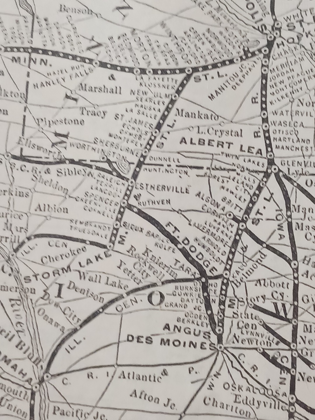1905 Train Route Map + Report Minneapolis & St Louis Railroad Kalo Angus Iowa
