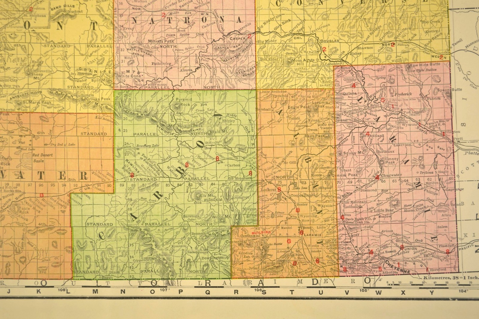 1907 Antique Wyoming Railroad Map Union Pacific Railroad Map Large Atlas DATED