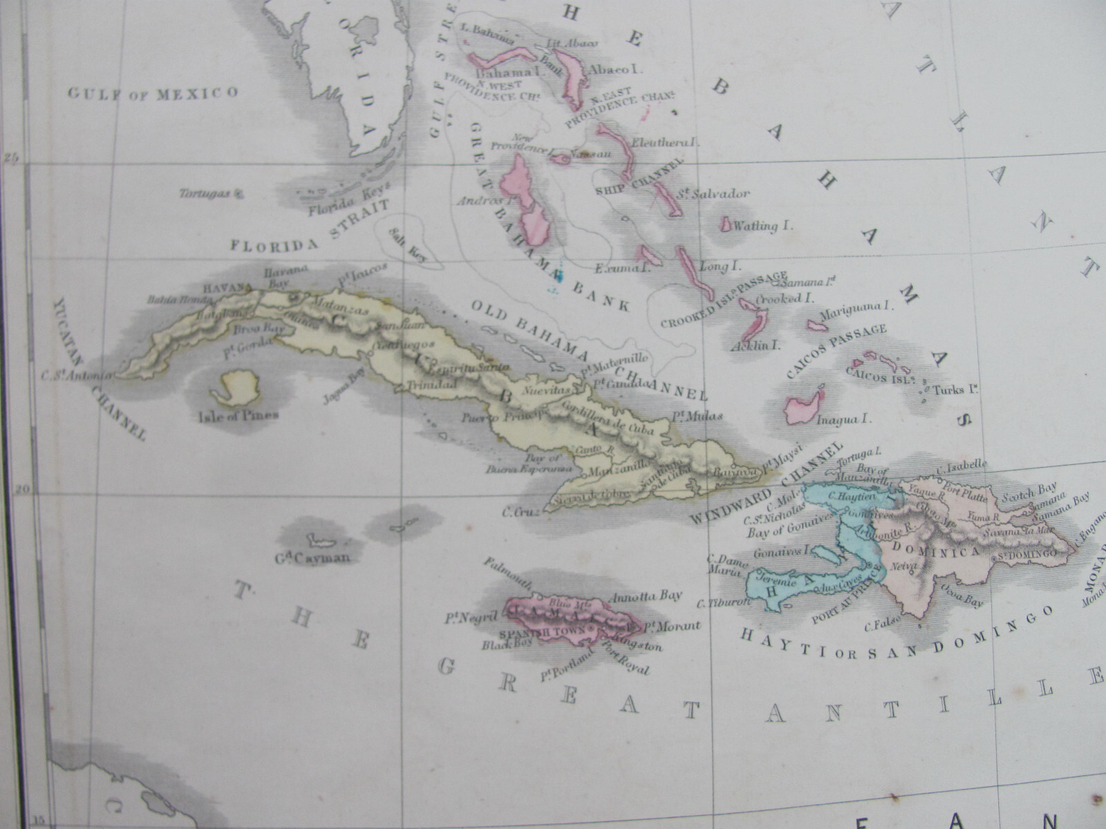 1856 NEW YORK MA CT NH VERMONT MAINE + WEST INDIES CUBA COLOR ATLAS MAP