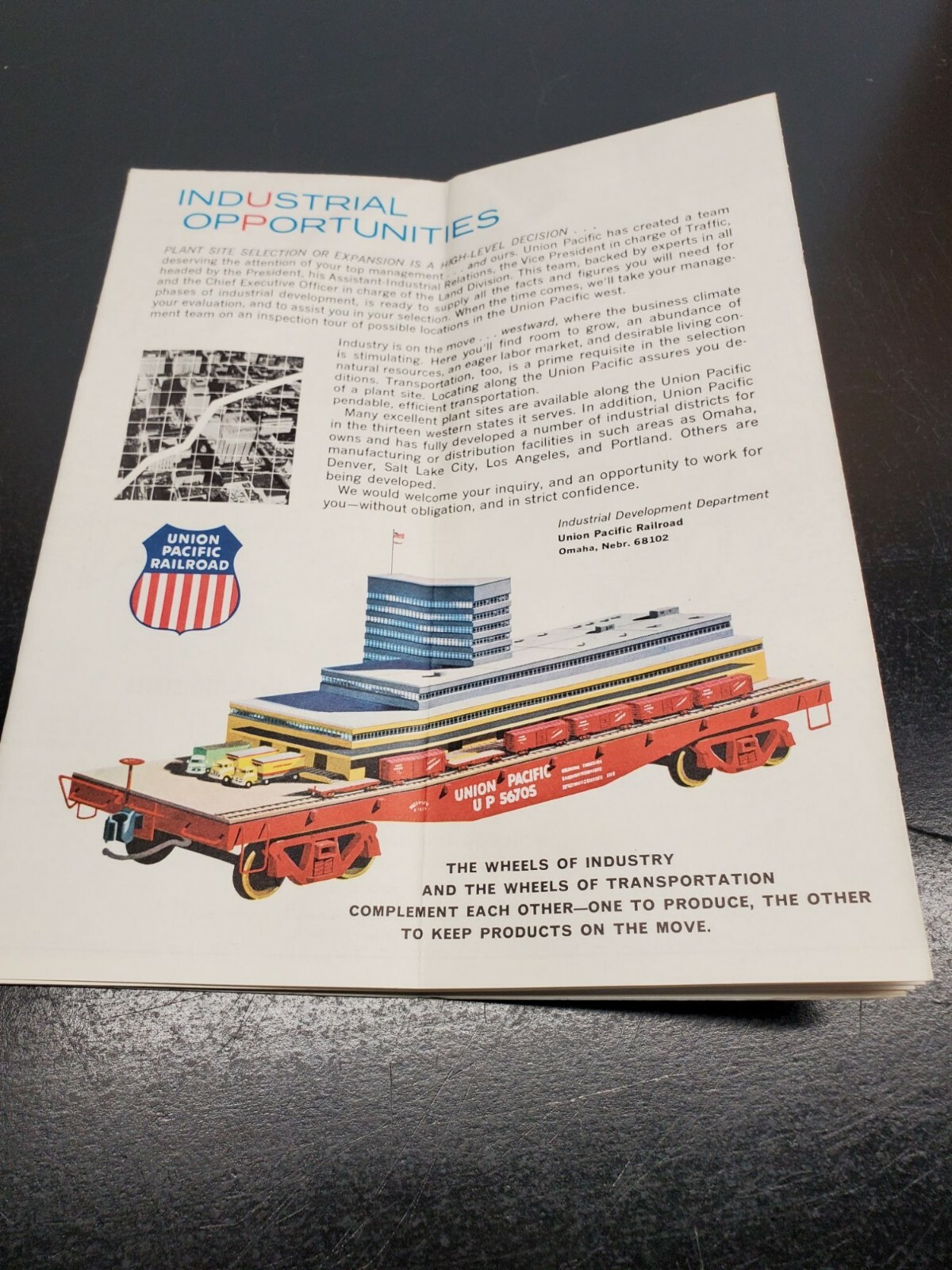 January 1965 Union Pacific Railroad Freight Rate Territorial Map