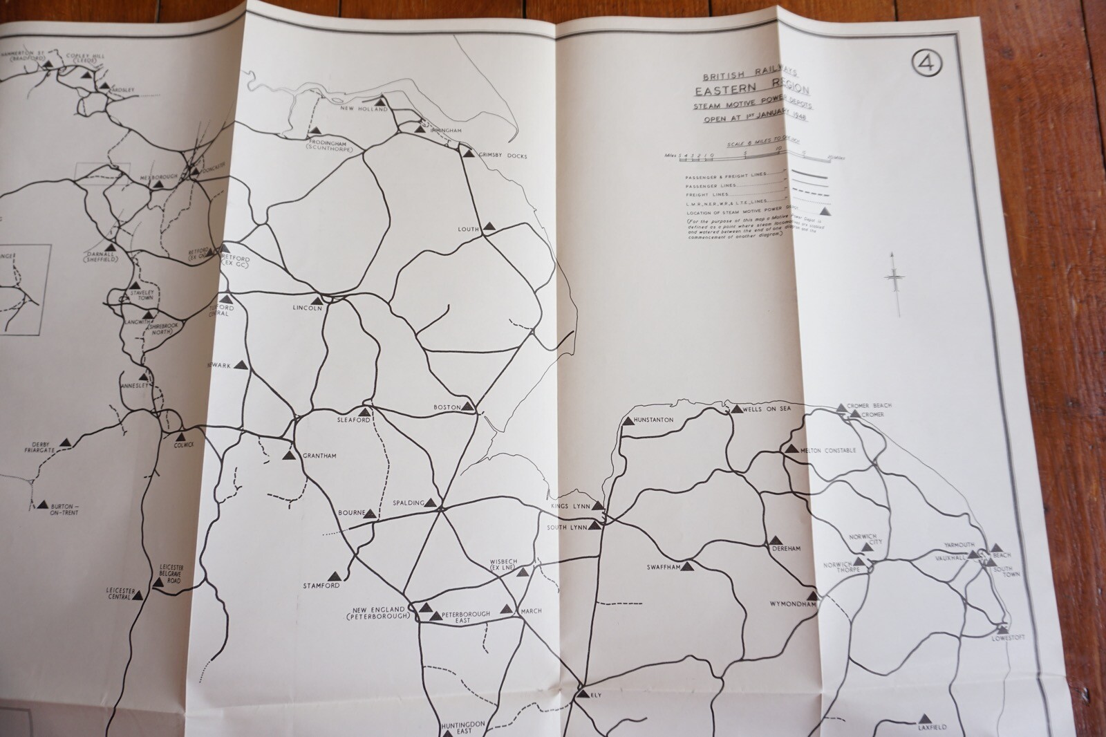1958 Steam Motive Power Depots Open at 1948 Eastern Region Railway Map