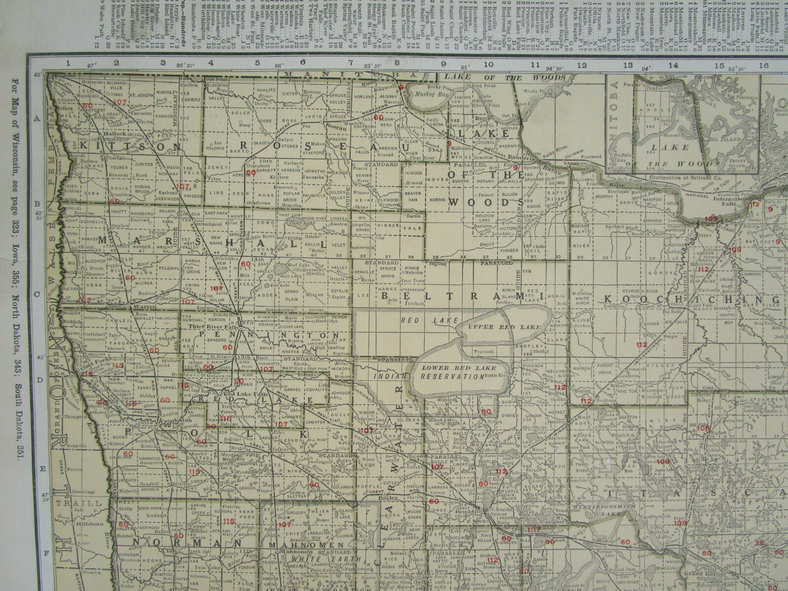 MN 1924 MINNESOTA STEAM RAILROAD Map. SPIRIT LAKE TRANSER RR; HILL CITY RR