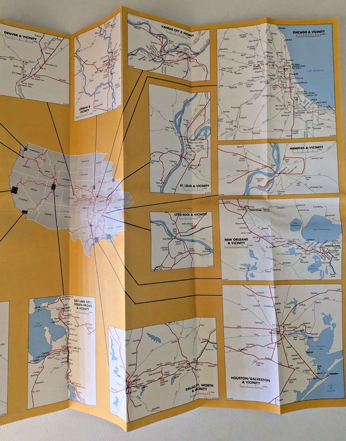 1994 Union Pacific Railroad USA Map System Route Rail Train
