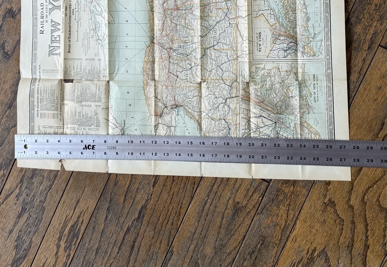 1901 New York Railroad Map Lyon Co Fold Out Original Albany NY