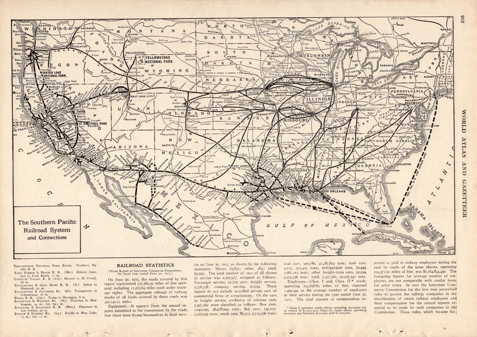 1915 Antique SOUTHERN PACIFIC RAILROAD Map Vintage Railway Map Wall Decor 930