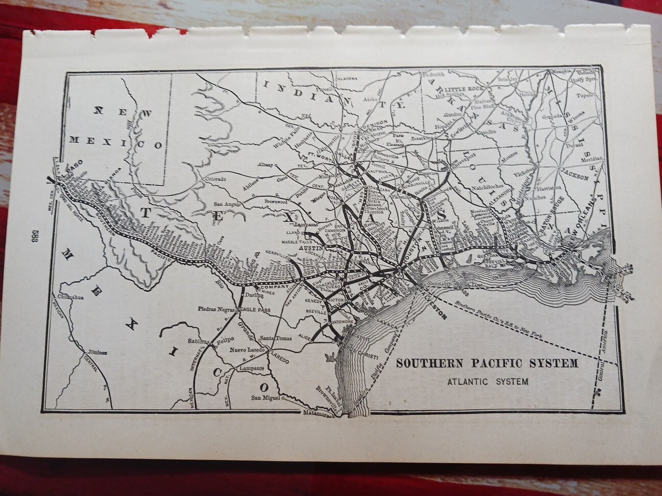 1902 Train Route Map SOUTHERN PACIFIC SYSTEM Atlantic System Railroad All Lines