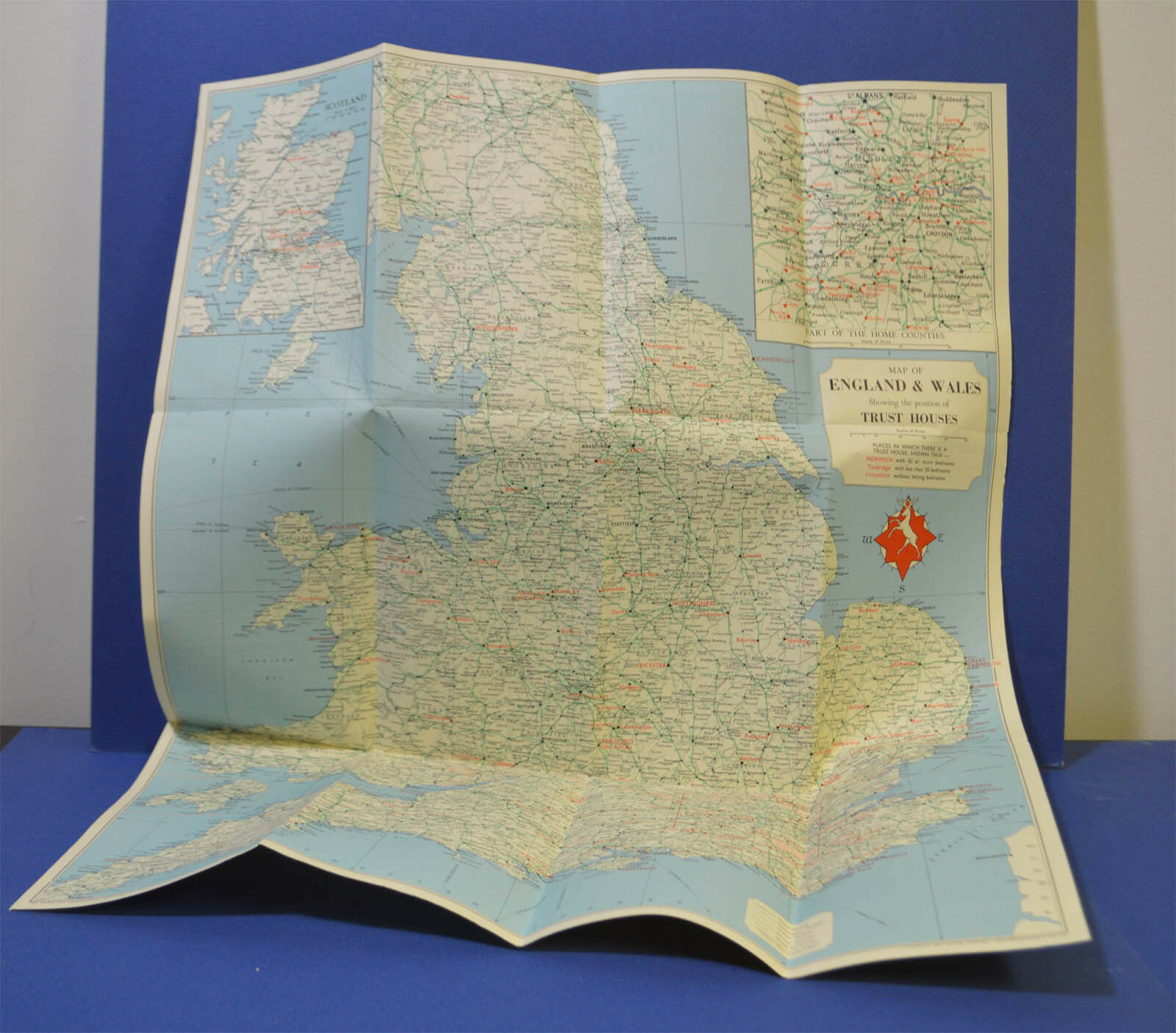 ROAD MAP OF GREAT BRITAIN from CANADIAN PACIFIC CP C.P. 1957