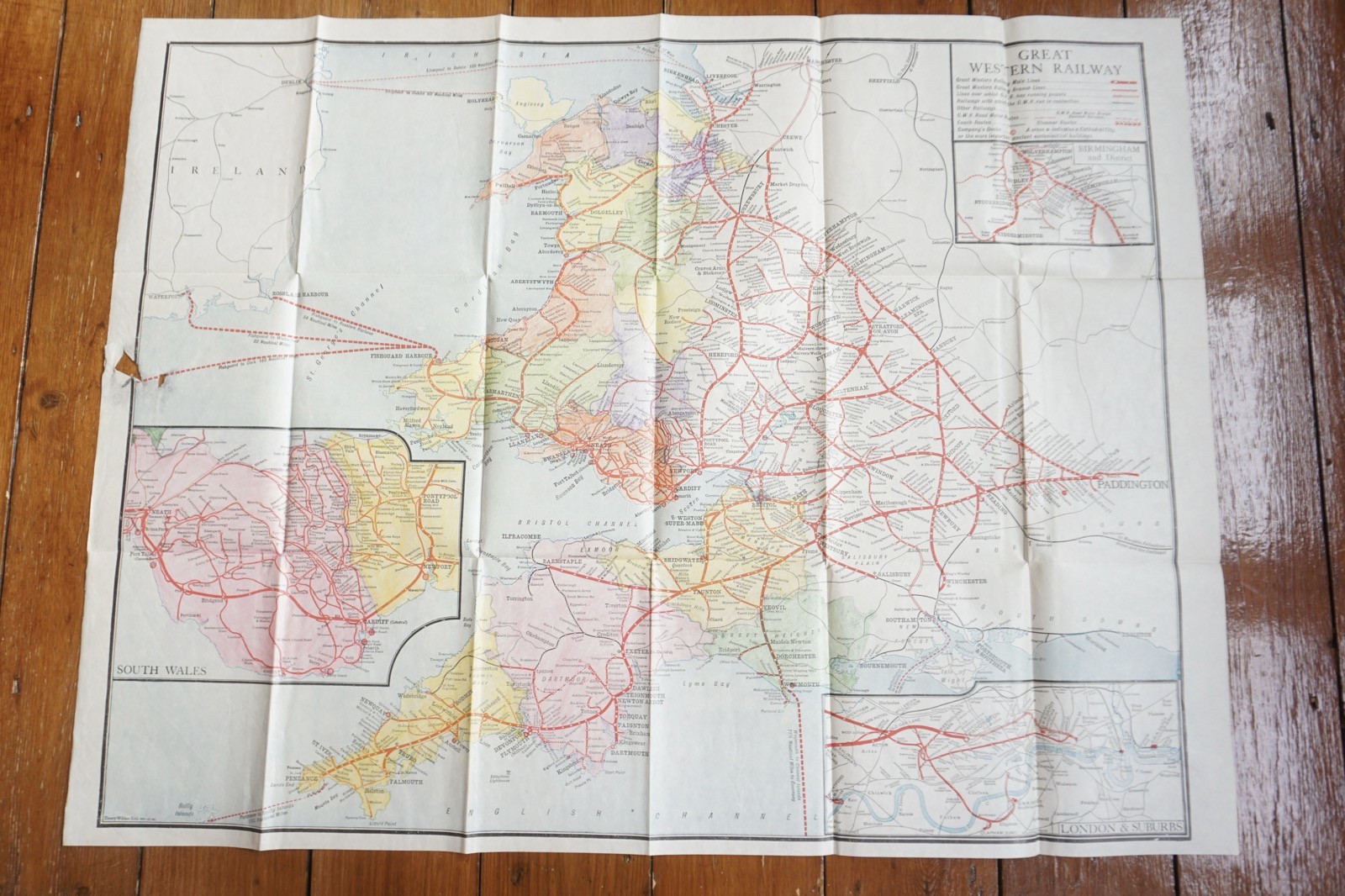 GWR Great Western Railway Map 66cm x 50cm