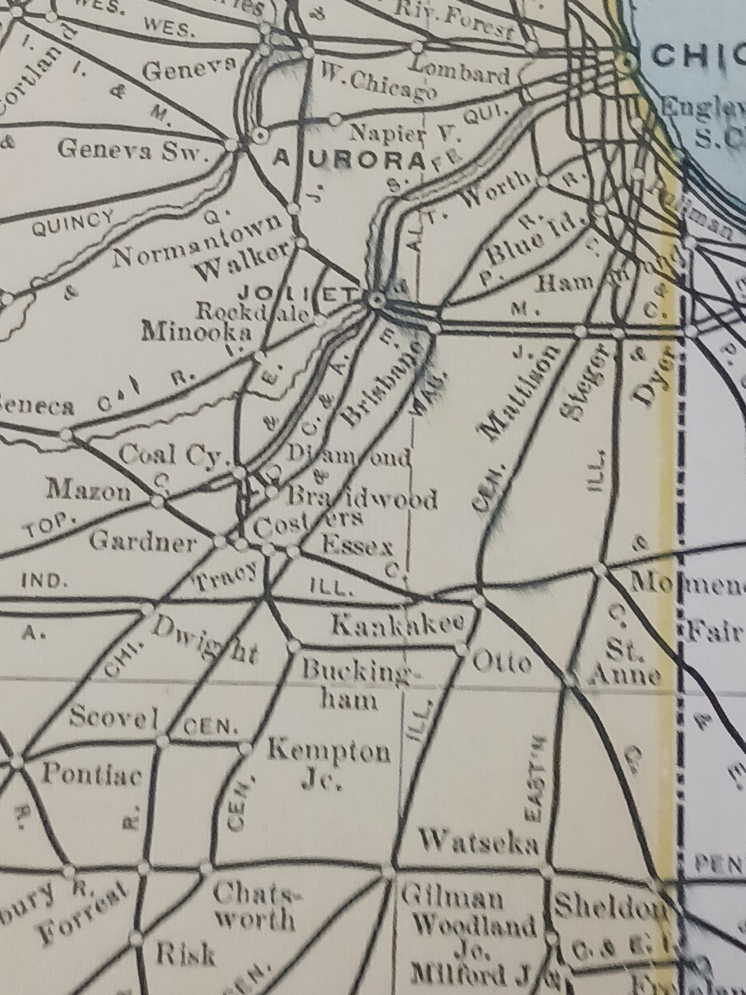 1905 Train Route Map ILLINOIS all Railroad Lines In State Are Marked 11″x9″