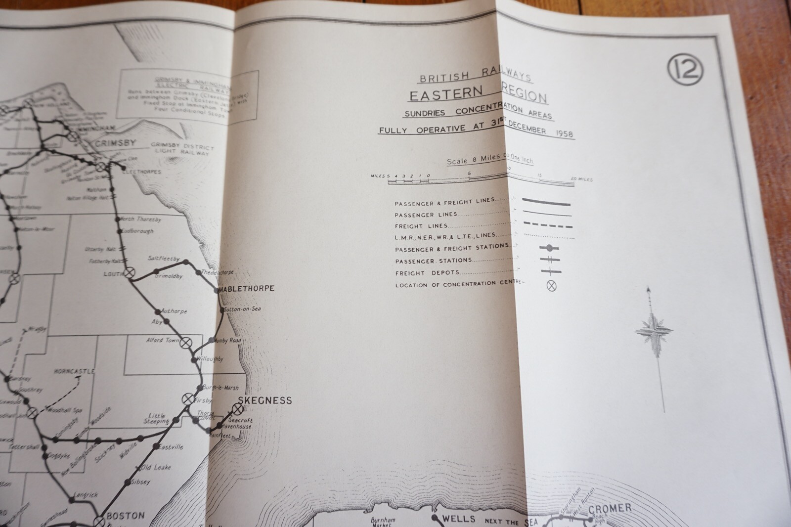 1958 Sundries Concentrations Areas 1958 Eastern Region Railway Map