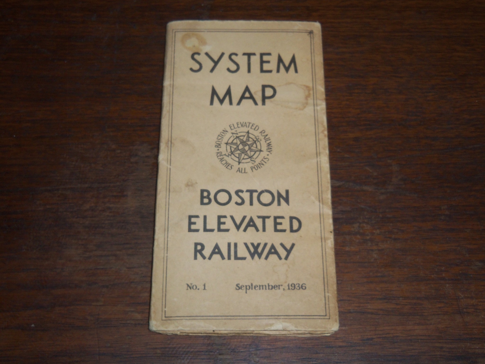 1936 SEPTEMBER BOSTON ELEVATED RAILWAY SYSTEM MAP – TERMINAL NUMBERS – K 1196