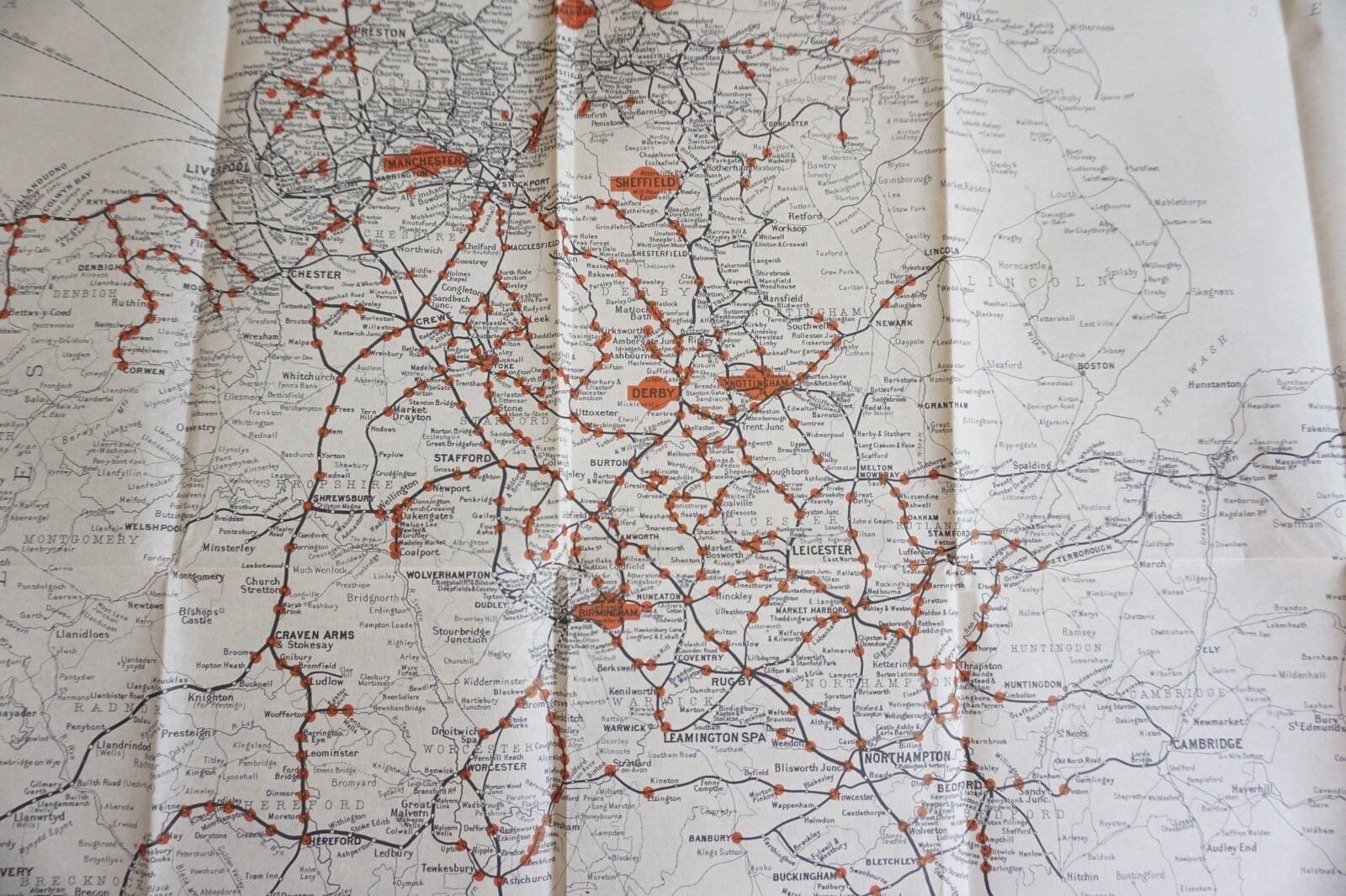 LMS England & Wales Railhead Distribution Centres Railway Map