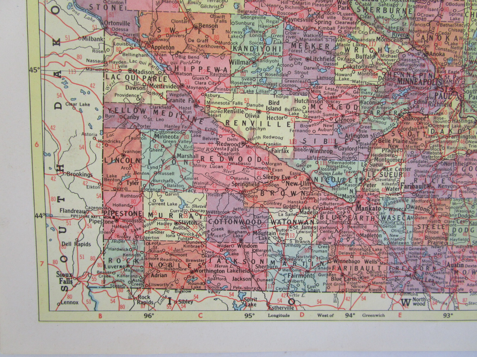 MN MI 1958 MINNESOTA RAILROAD Map DULUTH MESSABE & IRON RANGE RR ~or~ MICHIGAN