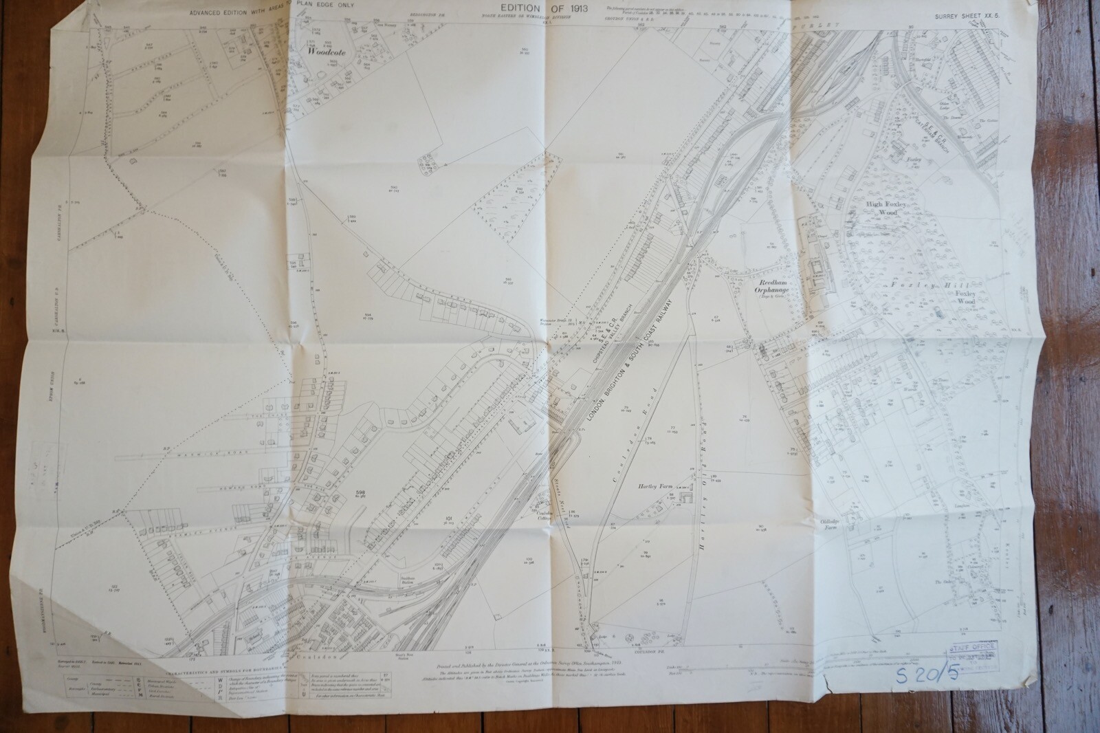 1913 SE&CR Chipstead Valley Branch LB&SCR Foxley Hill Railway OS Railway Map