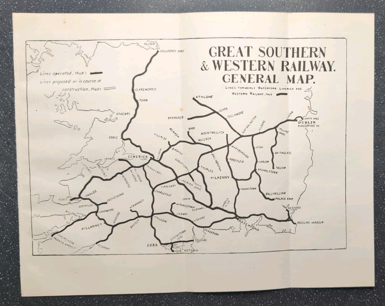 Original 1923 Map Of Great Southern and Western Railway General Map
