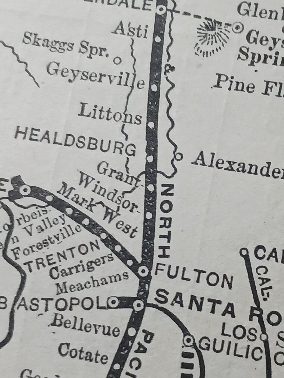 1897 Train Route Map San Francisco & North Pacific Railway California Railroad