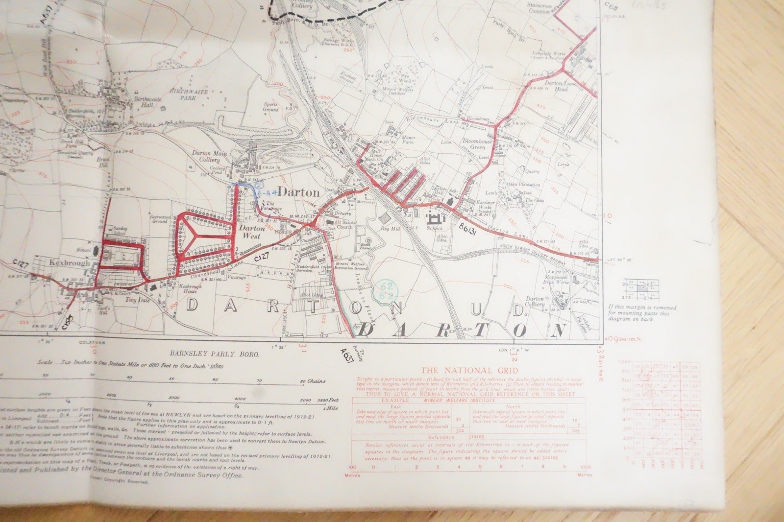 1938 Darton Hoyland Yorkshire LMS Railway OS Linen Map Ref 69 **
