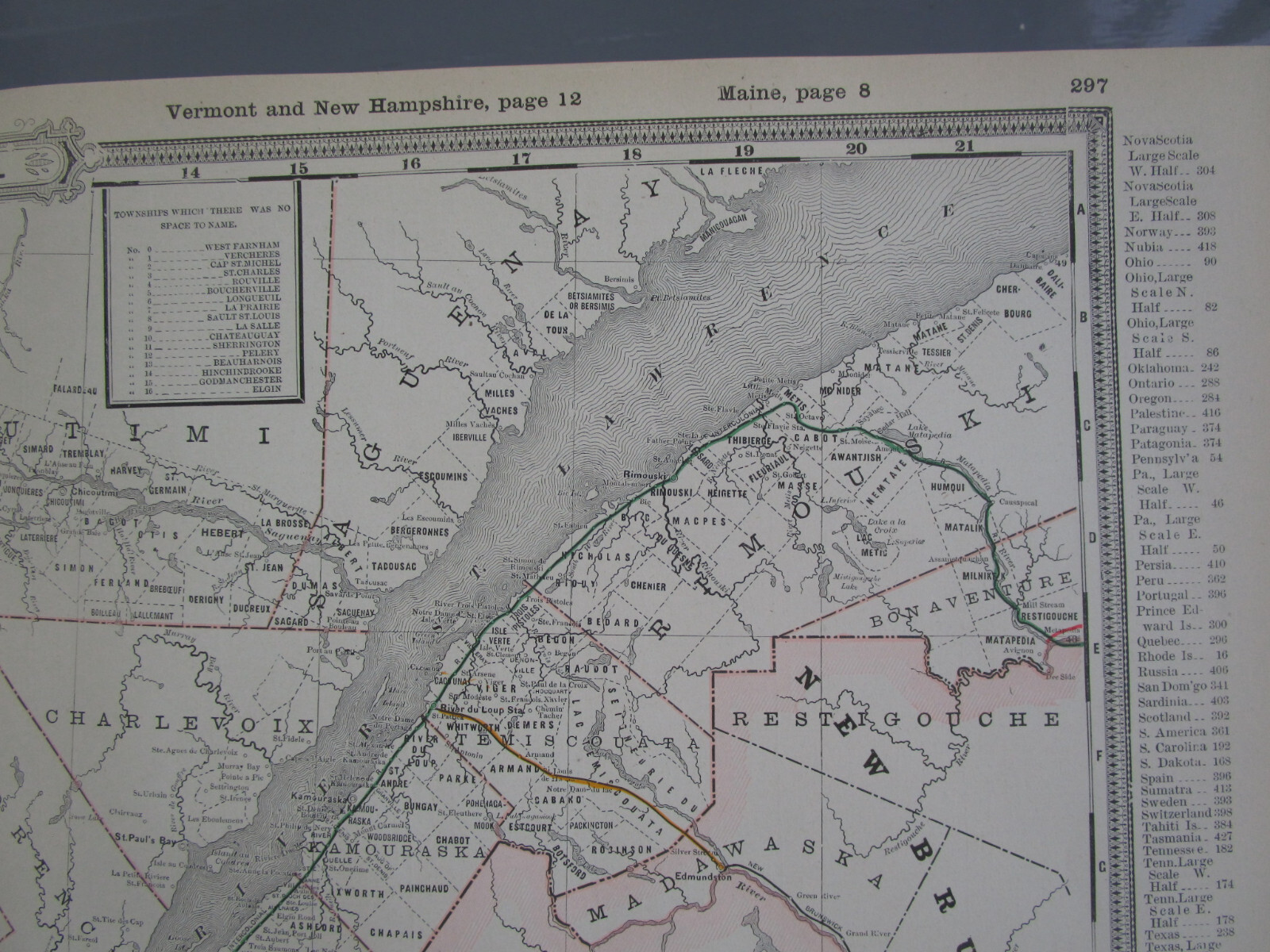 Antique 1892 QUEBEC CANADA GRANT’S RAILROAD Map PONTIAC PACIFIC JUNTION RR 1800s