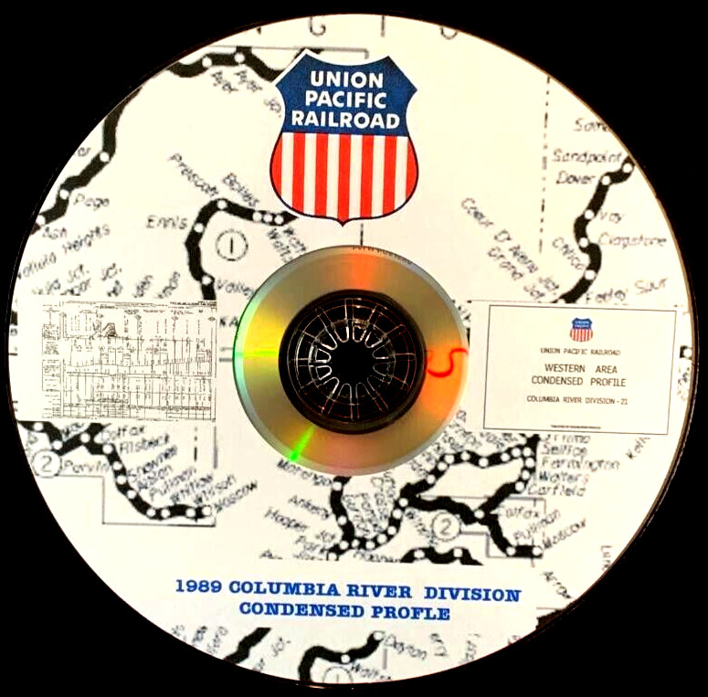 Union Pacific 1989 Columbia River Div – 21 Condensed Profile PDF Pages on DVD