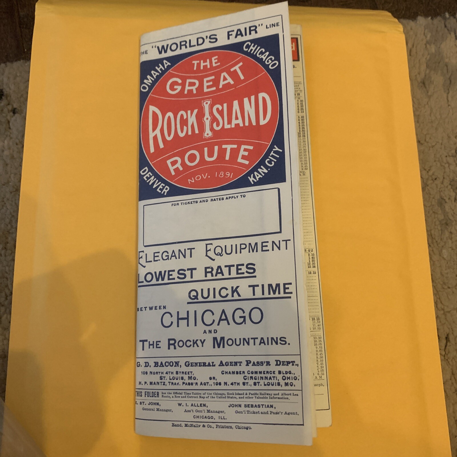 Rock Island Railroad Map – 1979 Reprint of 1891 Edition