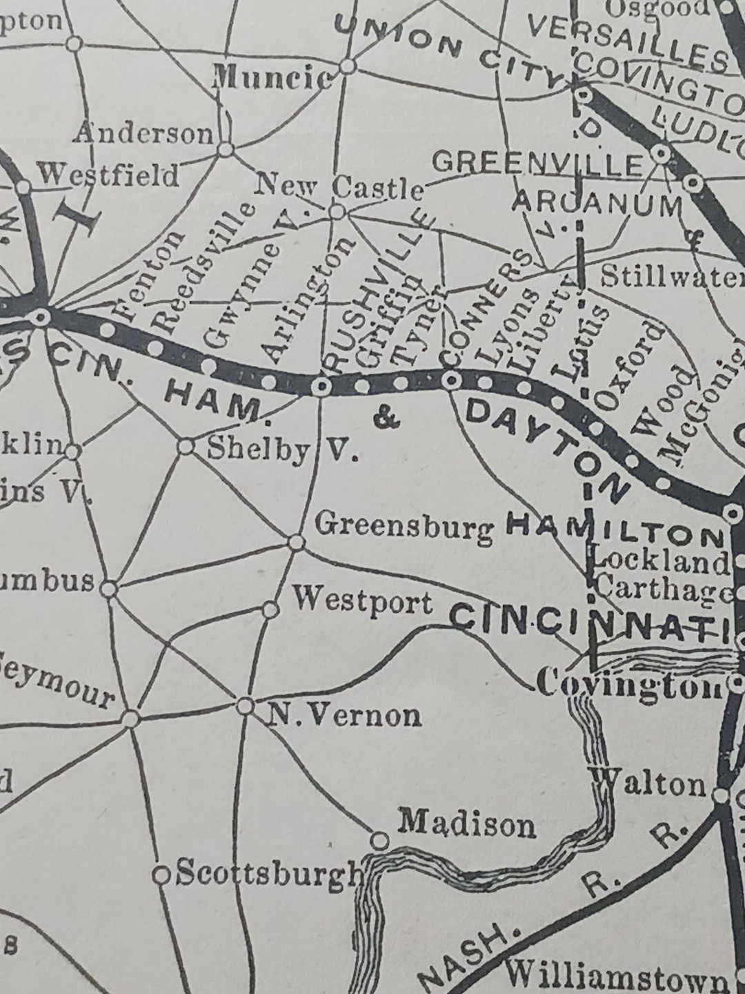 1897 Train Route Map + Report CINCINNATI HAMILTON & DAYTON RAILROAD Ironton OHIO