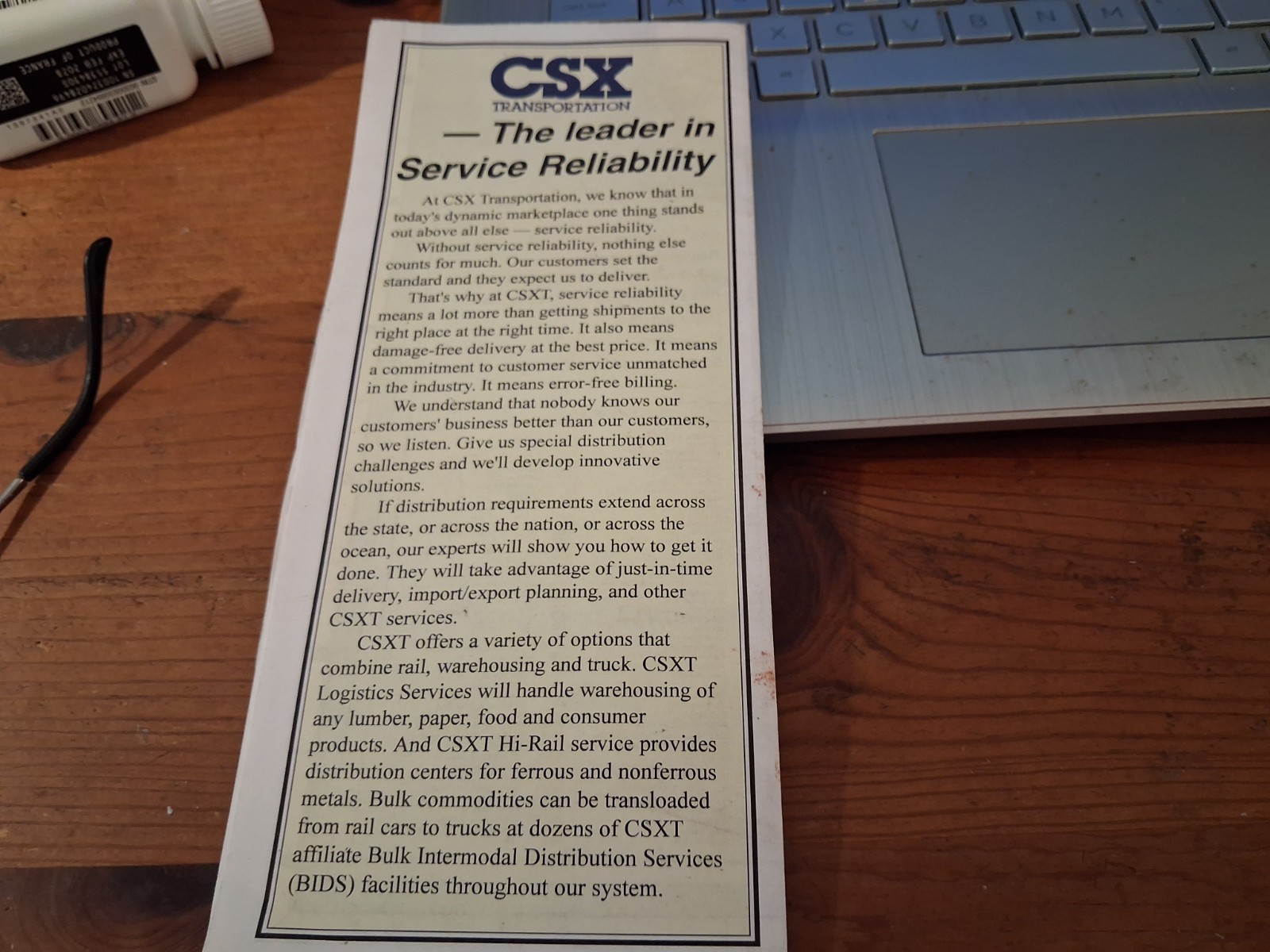 Appears Never Used 1995 Vintage CSX Transportation Railroad System Map