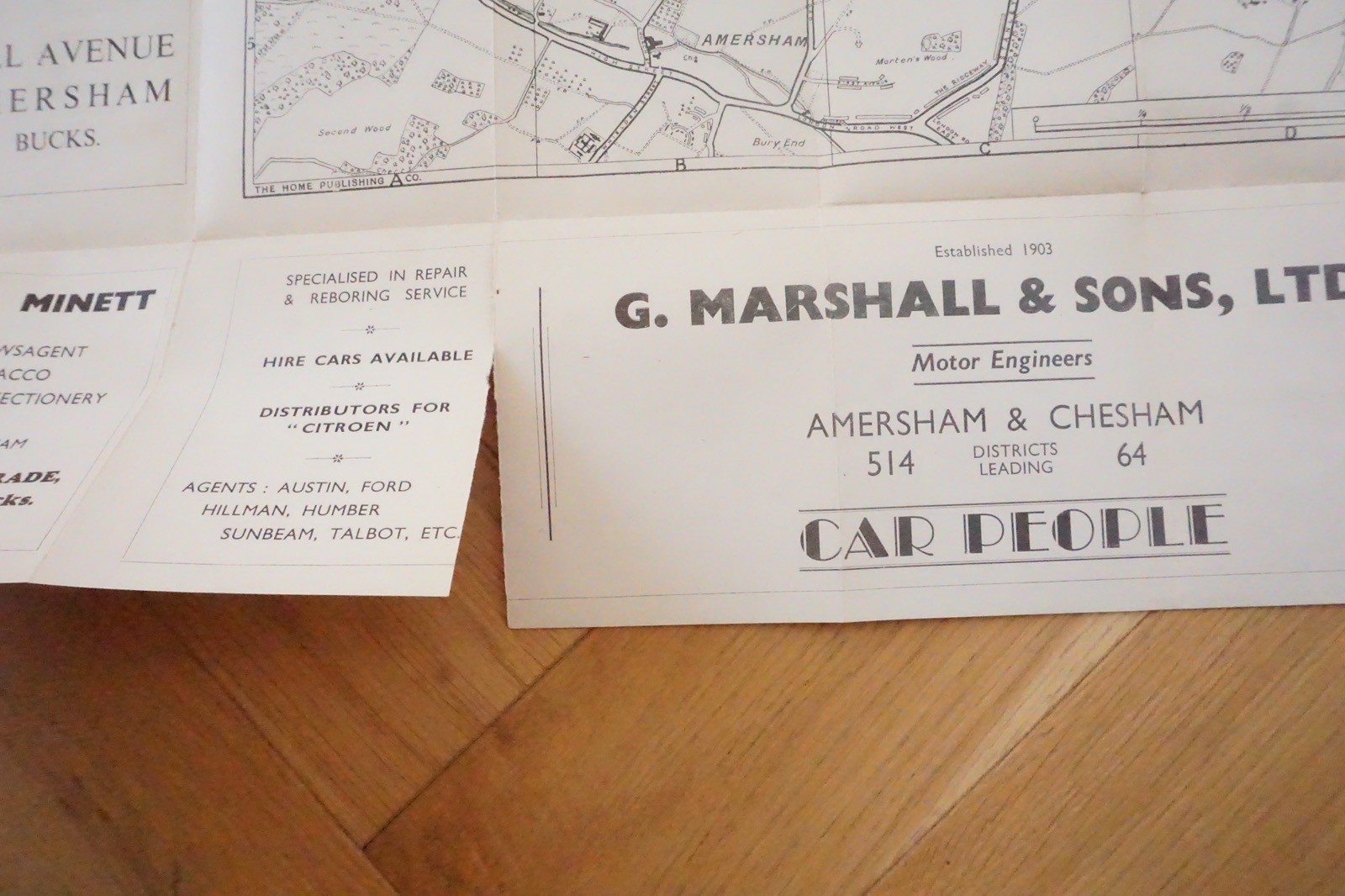 c1930s Chesham Amersham & District Railway Map
