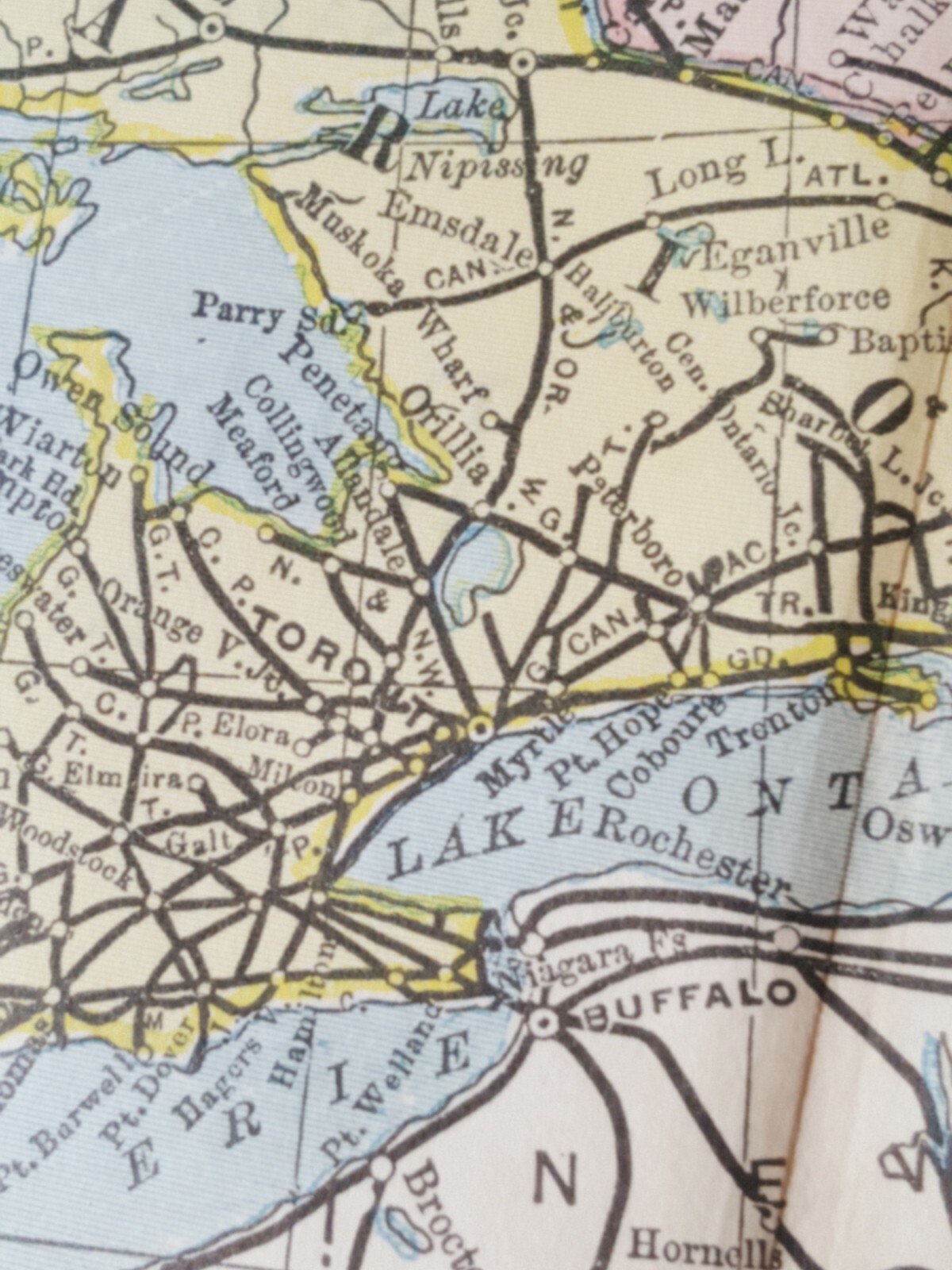 Original dated 1898 Map Eastern Section of Canada Railroad route station 11″x9″