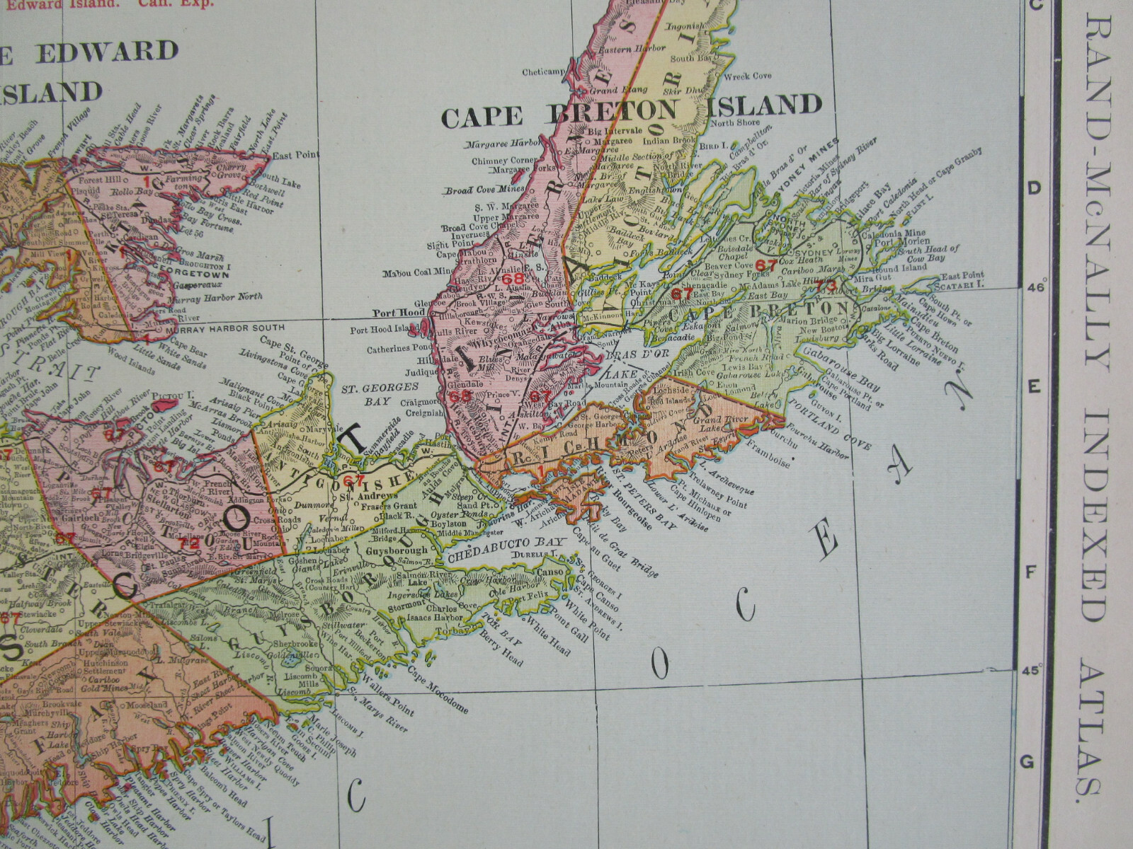 NEW BRUNSWICK NOVA SCOTIA & PRINCE EDWARD ISLAND CANADA 1911 DATED RAILROAD Map