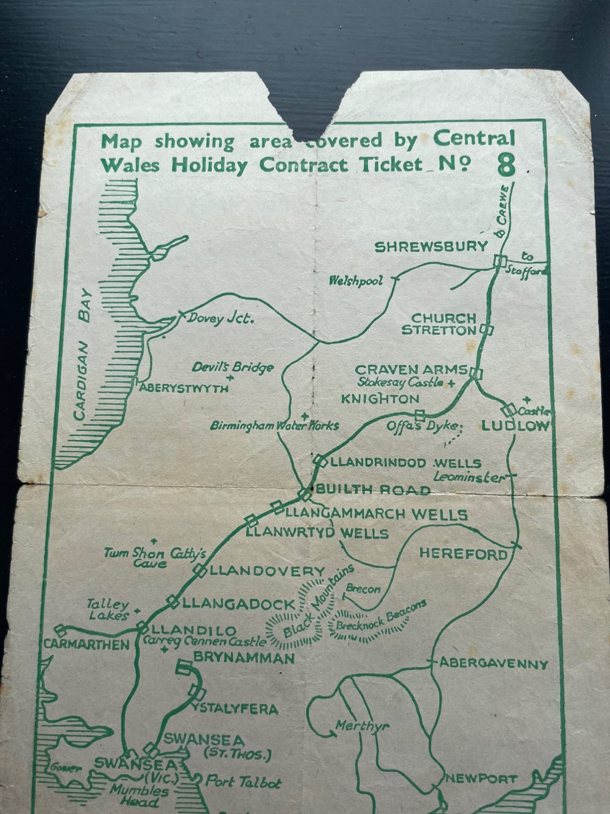 2 x 1930s LMS train timetable / flyer for Belfast and Central Wales day trips