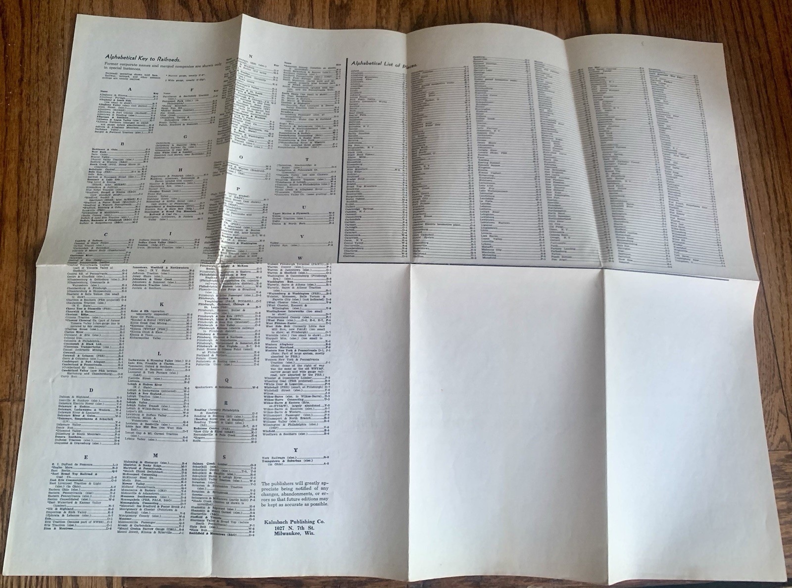 Vtg 1942 RAILROADS of PENNSYLVANIA MAP Kalmbach Publishing EUC 22″x17″ Ephemera