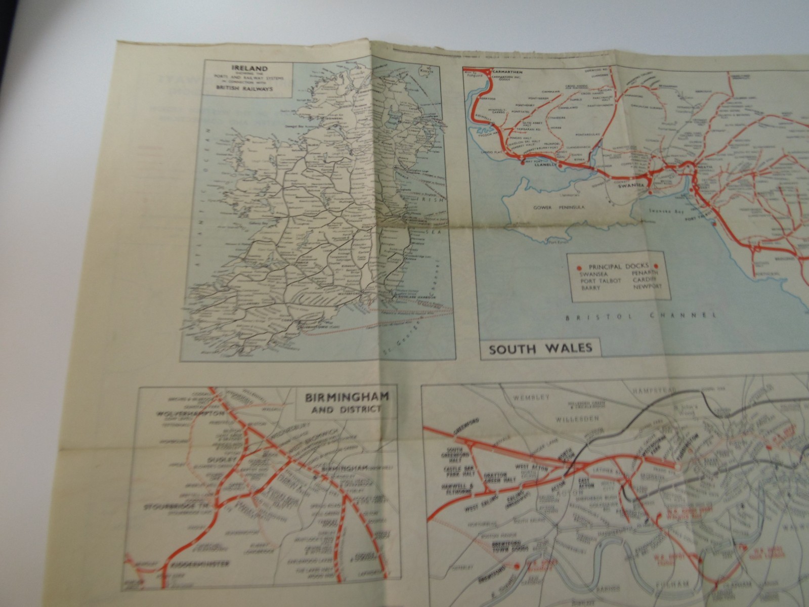 Large Double-Sided Railway Network Map, Western Region, British Railways, c1960s
