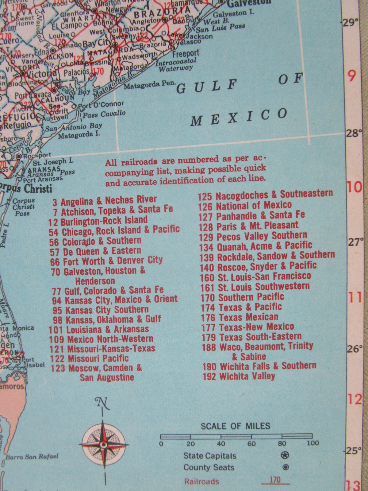 TX UT Vtg 1951 TEXAS RAILROAD Map. QUANAH ACME & PACIFIC RR ~or~ UTAH 1950s