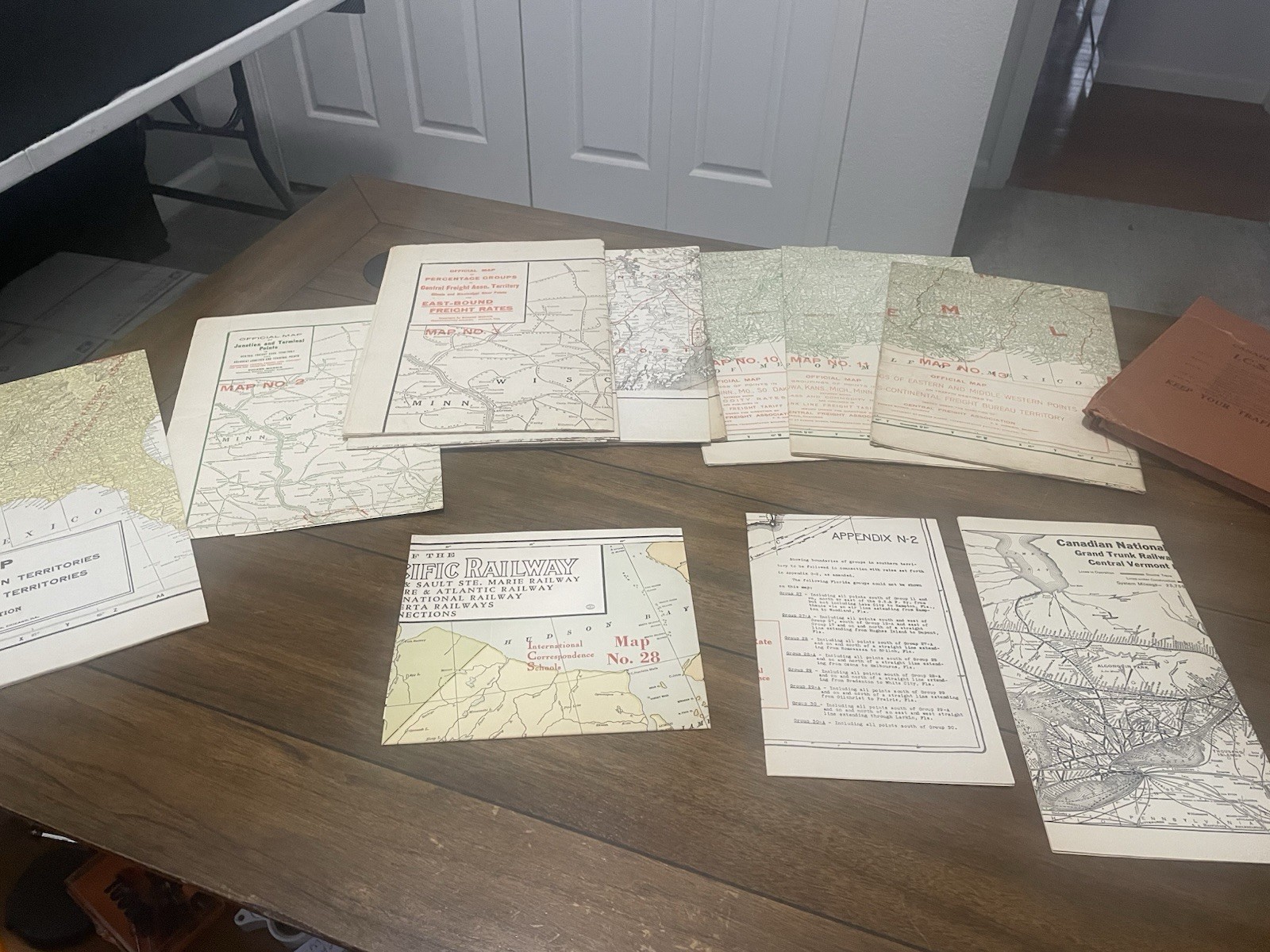 13 Antique Official Railroad Traffic Maps of the United States & Canada