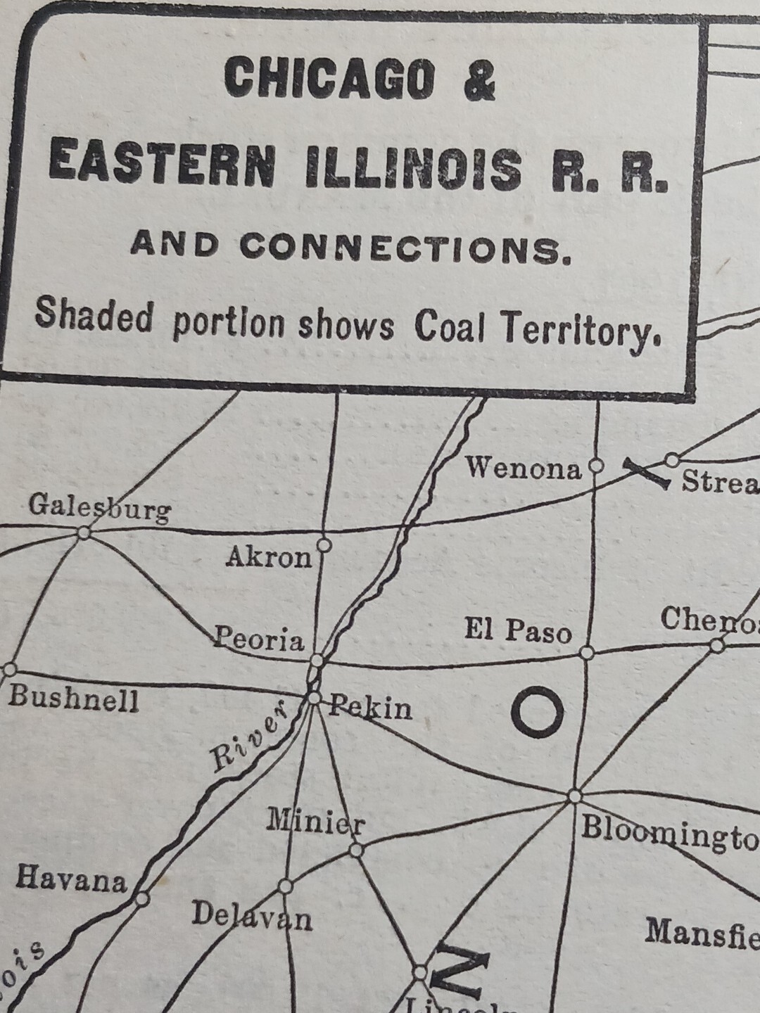 1902 Train Route Map CHICAGO & EASTERN ILLINOIS RAILROAD Coal Territory Indiana