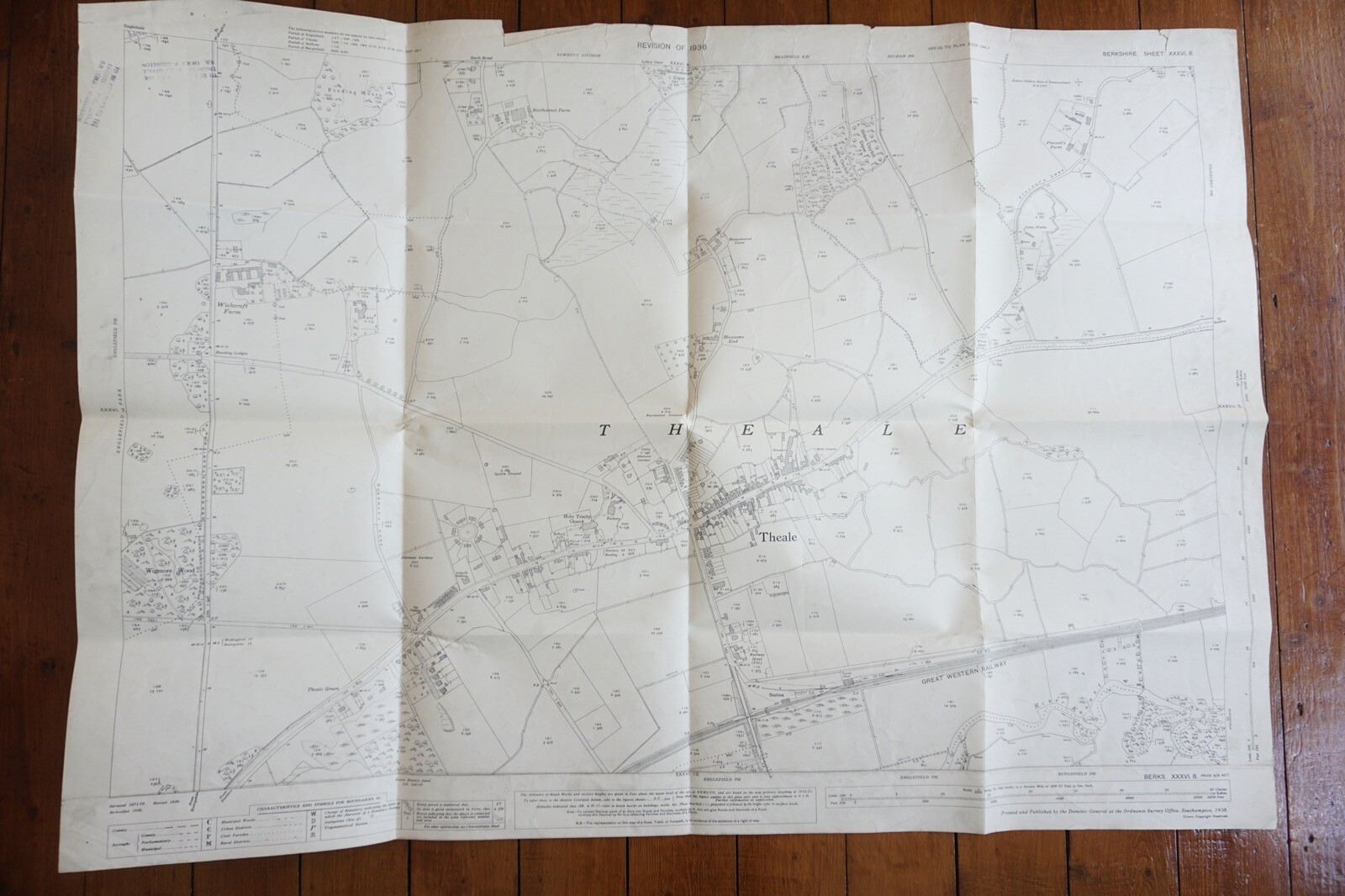 1938 Theale Berkshire GWR Great Western Railway OS Railway Map
