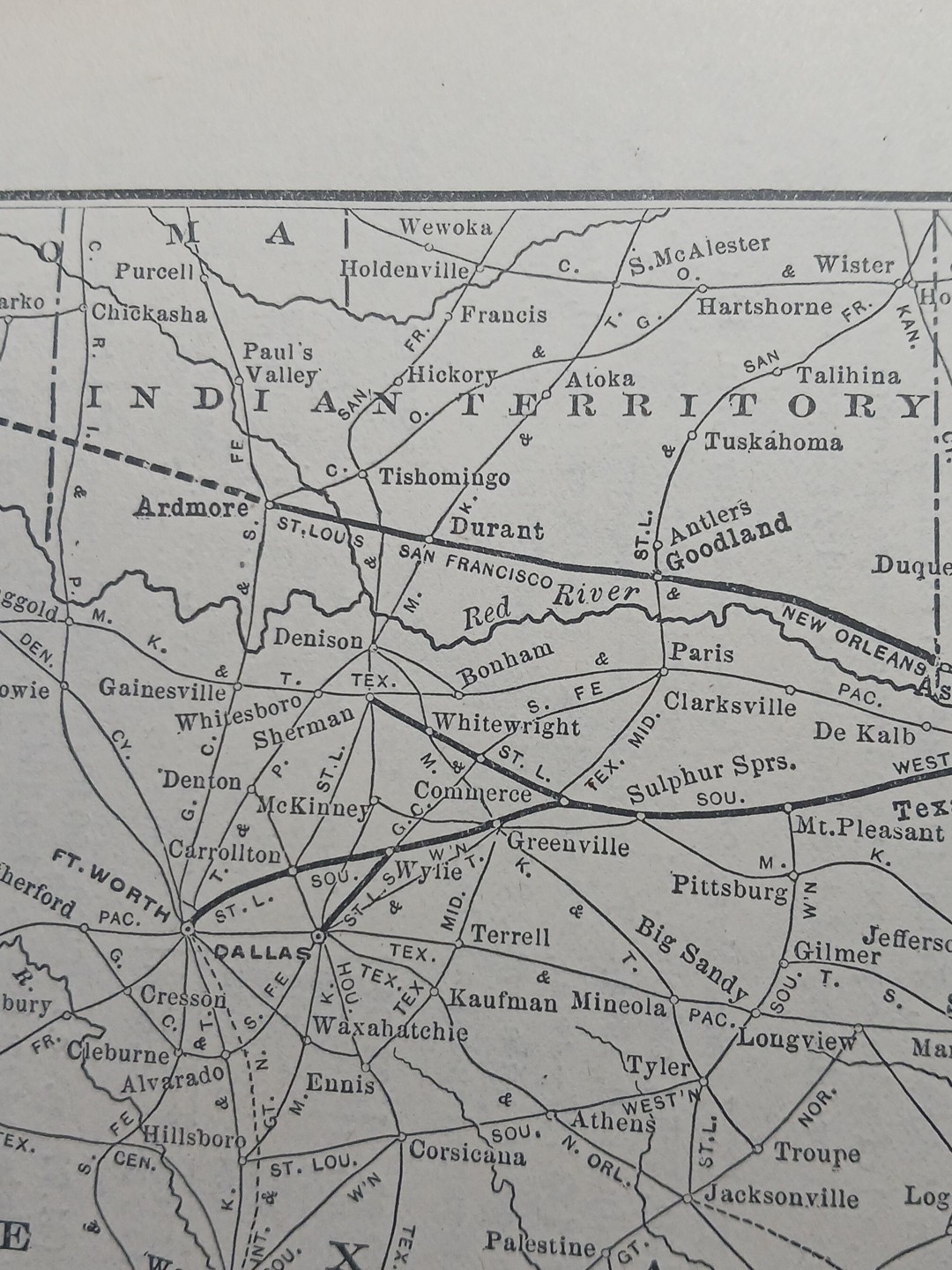 ~1904 Train Route Map LOUISIANA & ARKANSAS RAILWAY all railroad lines Stations