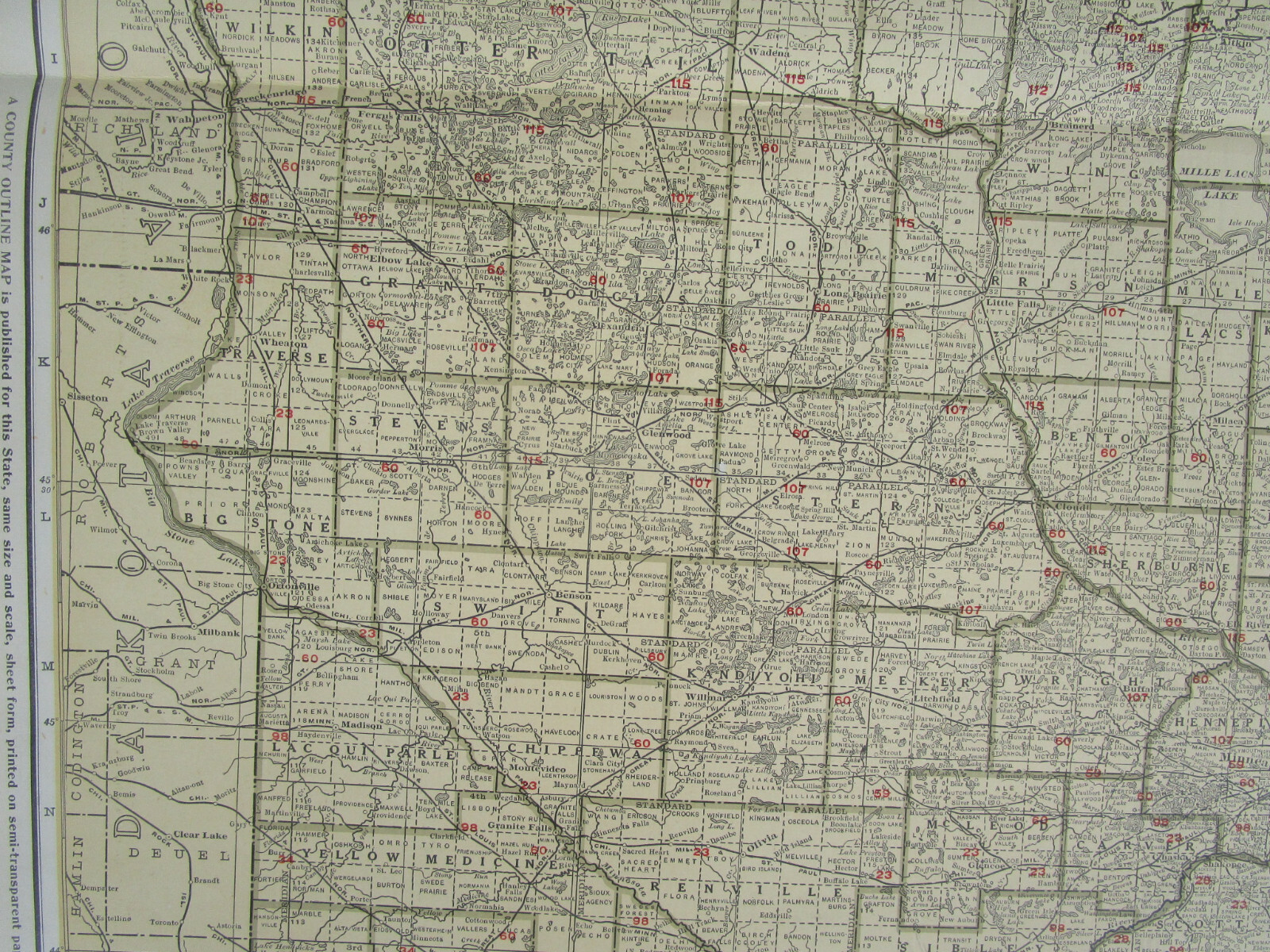 MN 1924 MINNESOTA STEAM RAILROAD Map. SPIRIT LAKE TRANSER RR; HILL CITY RR