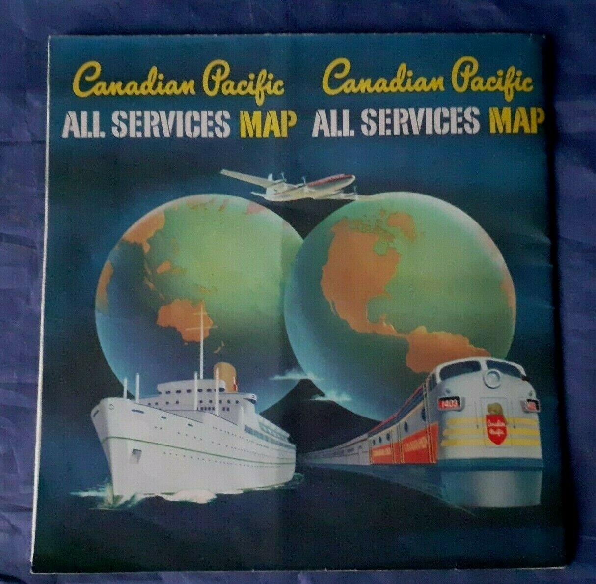 CANADIAN PACIFIC – LARGE POSTER TYPE FOLDOUT BROCHURE – ALL SERVICES MAP – GREAT