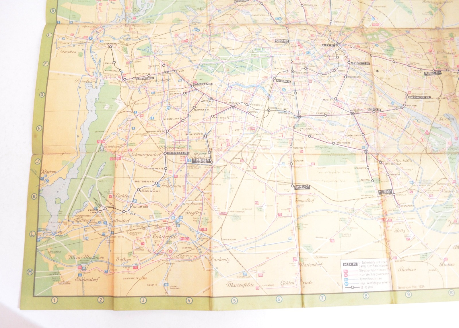 Railway Transport Map Germany Berlin Strassenbhan Omnibus UBahn 1934