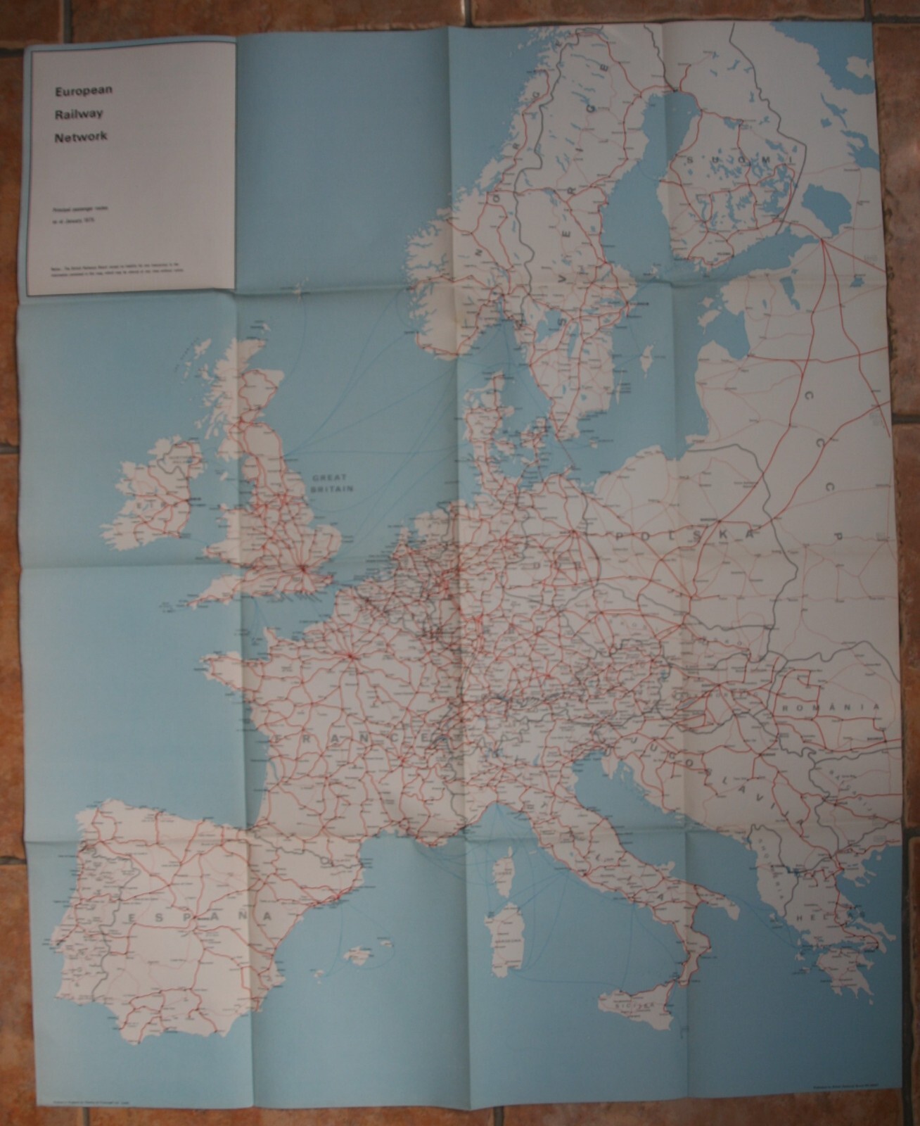 International Passenger Network 1975 – British Rail – Large Fold-out Map S23